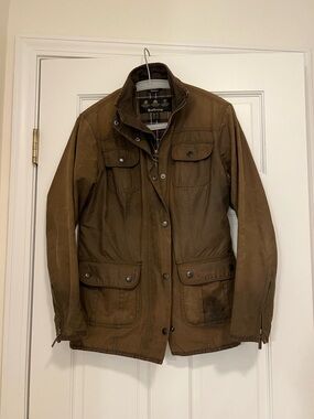 Barbour Brown Waxed Cotton Jacket with Tartan Lining